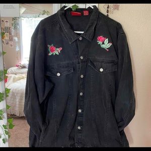 HARLEY DAVIDSON BLACK DENIM EMBROIDERED CUSTOM JACKET 💌